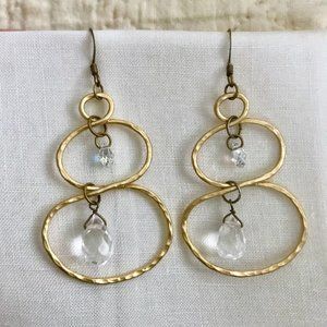 Gold Tone Earrings w/ Crystals
